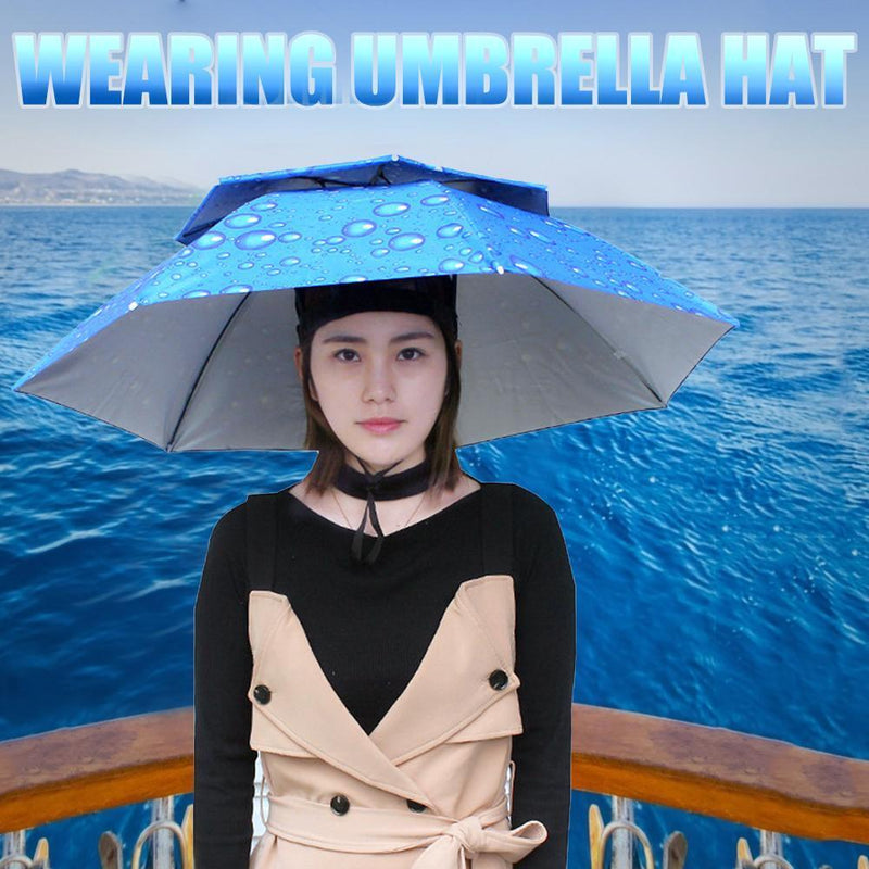 5pcs Foldable Fishing Sunshade Umbrella Hat UV Protection Cap (Blue)