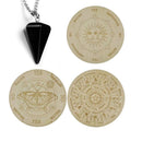 Wooden Divination Pendulum Board w/ Stars Moon Carved Coaster (Green 15cm)