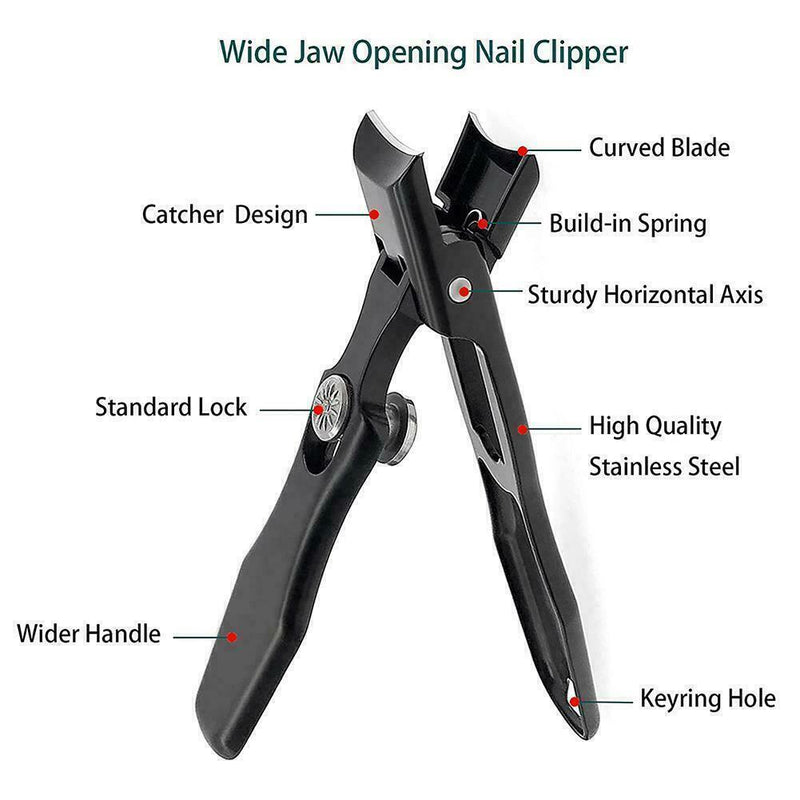 Nail clippers Black Matte Steel Fingernail & Thick C5X4 Toenail L1C1