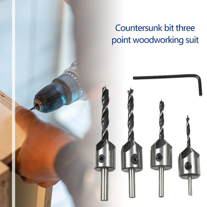 4pcs Countersink Drill Woodworking HSS Drill Bit Kit for Drilling Holes