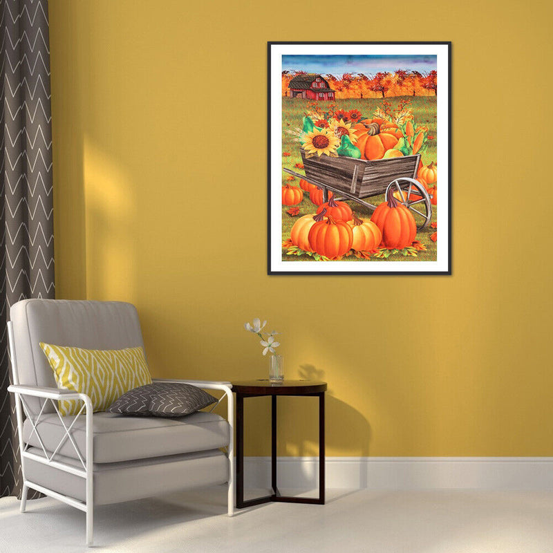 DIY Full Drill Round Diamond Painting Farm Pumpkin Full Drill for Wall Artcrafts