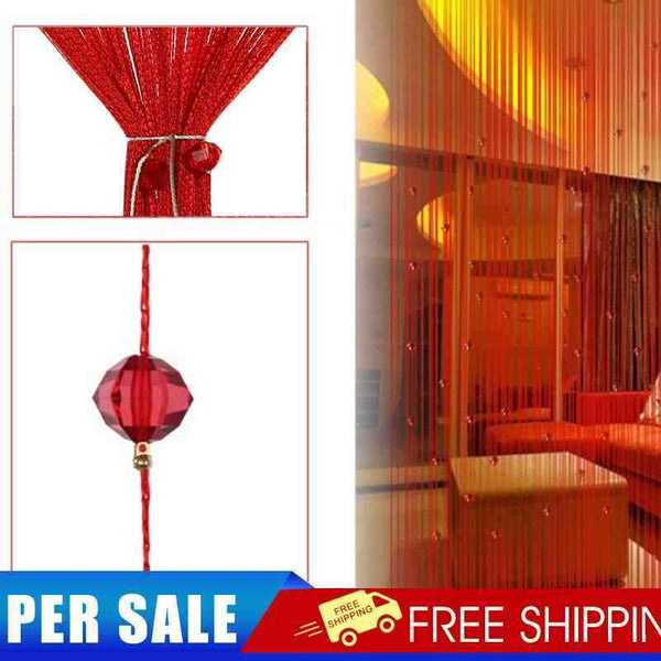Decorative String Curtain Beads Wall Panel Fringe Room Door Window Red