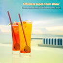 2 in 1 Reusable Drinking Straws Household Milk Tea Straw Spoon (Colorful) Newly