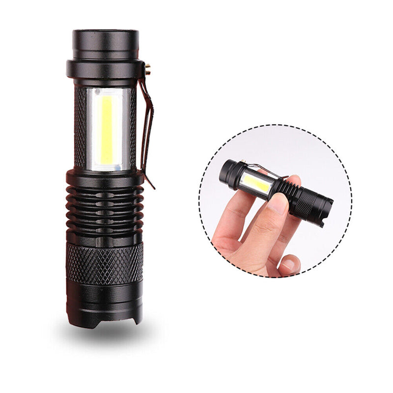 XPE+COB LED Powerful Flashlight 400mAh Battery Rechargeable Camping Torch