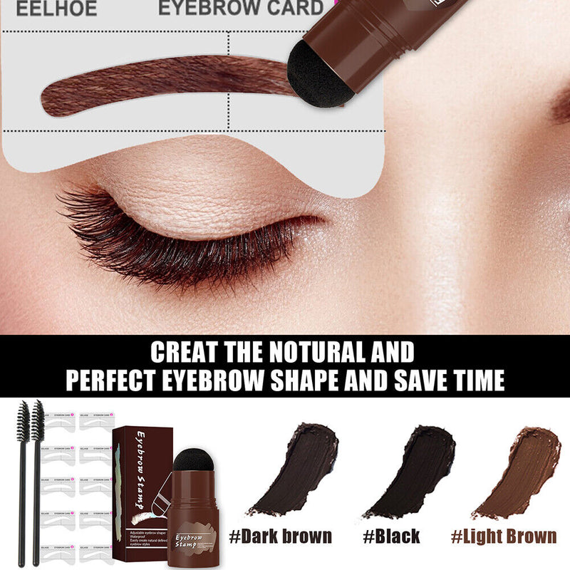 Professional Eye Brow Waterproof Stamp Shaping Kit for Women Makeup (Black)