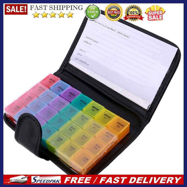28 Grids Pills Storage Box Portable Tablet Candy Medicine Holder(Rainbow)