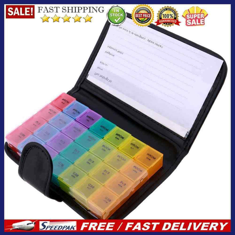 28 Grids Pills Storage Box Portable Tablet Candy Medicine Holder(Rainbow)