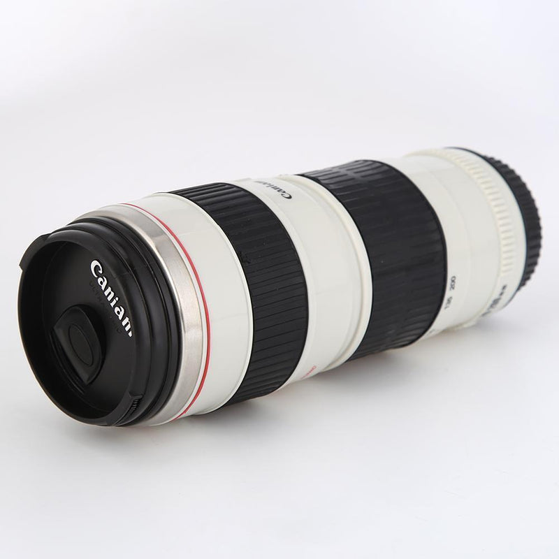 400mL Stainless Steel Coffee Tea Mug Camera Lens Shaped Water Cup with Lid Gifts