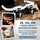 8x15x23x Double Eye Jewelry Watch Repair Tool Magnifier Loupe Glasses &LED Ligh`