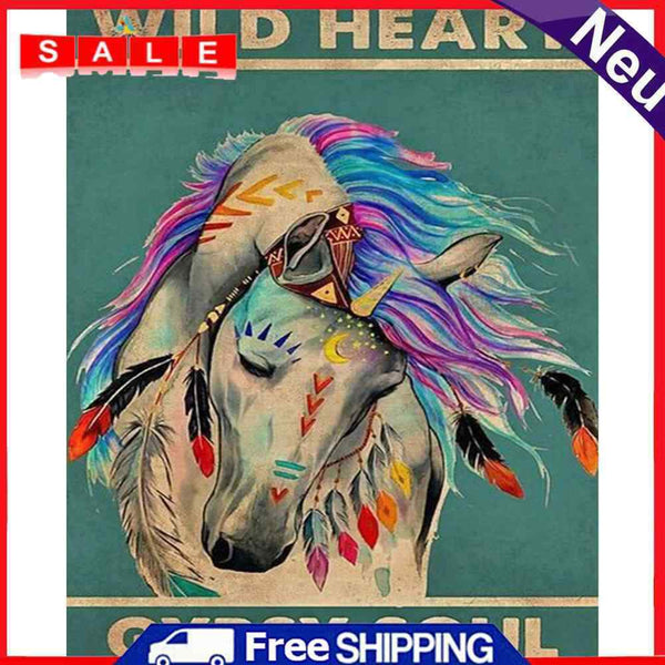 Colorful Horse Oil Paint by Numbers Hand Painted Frameless Picture Home Ornament