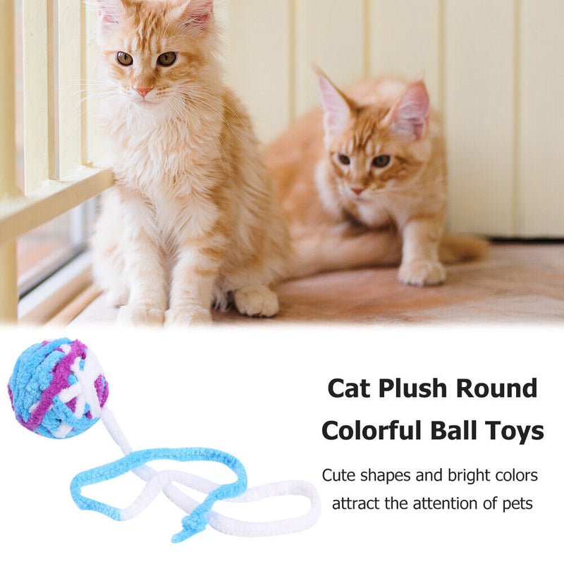 Cat Plush Colorful Ball Toys Interactive Pet Playing Molar Chew Toys (01)