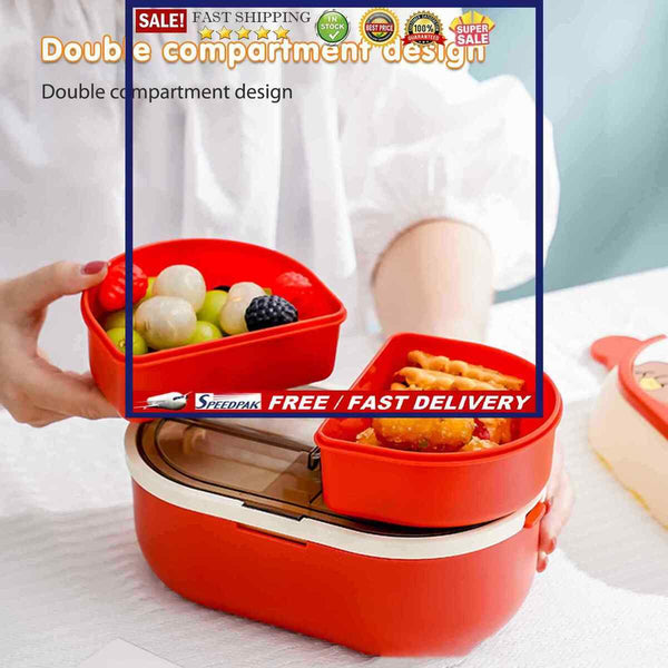 Double Layer Bento Lunch Box Cartoon Food Storage Container Leakproof for Picnic