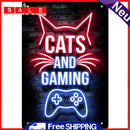 Cats and Gaming Metal Plate Tin Sign Poster Plate for Bar Club Home Accessories