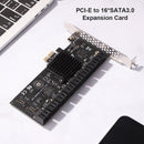 16-Port PCIE Expansion Card Controller PCIe SATA3.0 6GBPS Adapter for Desktop PC