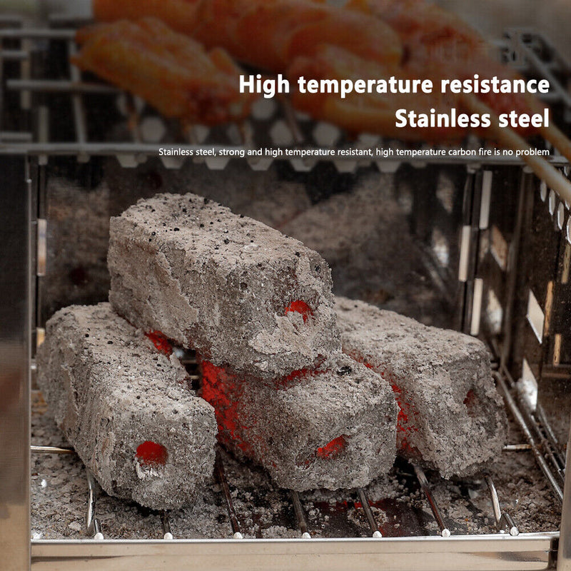 Outdoor Barbecue Mini Stainless Steel Firewood Stove Grill Camping Accessories