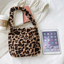 5pcs Retro Women Plush Leopard Love Shoulder Bag(Leopard)
