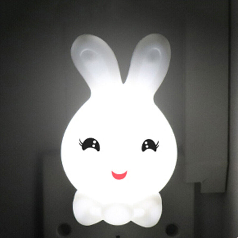LED Night Light Cute Rabbit Intelligent Bedside Lamp Bedroom Decor (White)