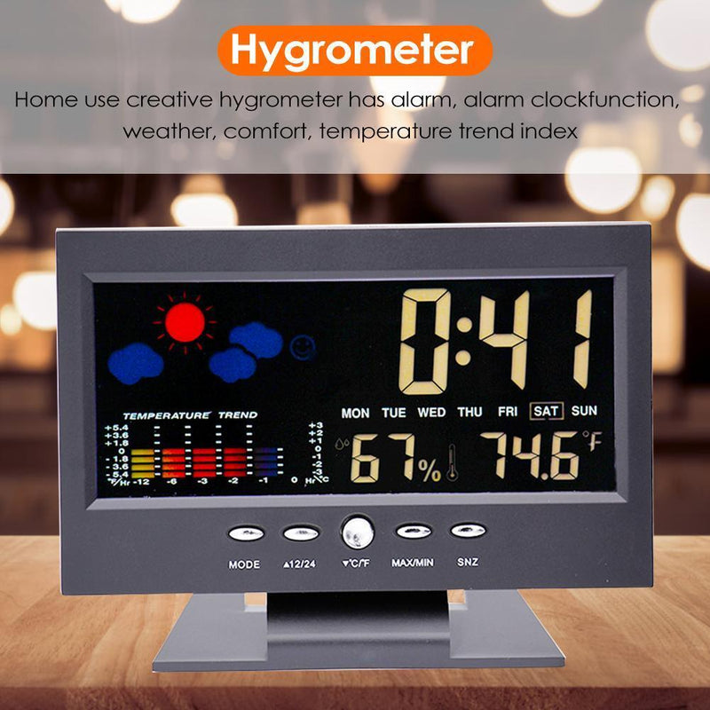 Digital Temperature Humidity Monitor Clock LCD Display Indoor Home Weather