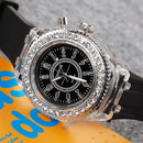 5pcs LED Flash Light Rhinestone Student Silicone Quartz Watch (Balck)