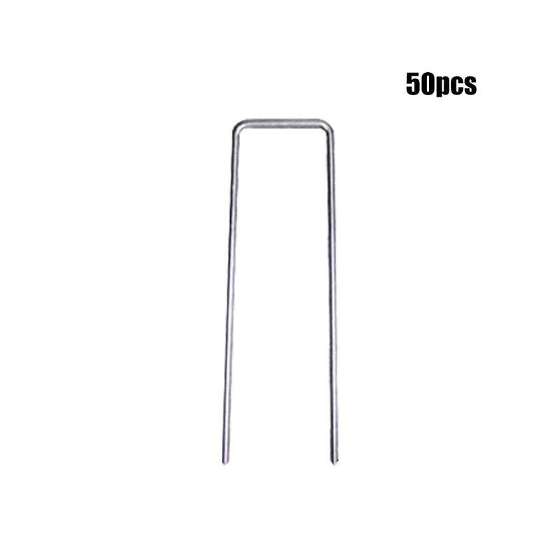 50pcs U-Shape Metal Garden Stakes Staple Securing Peg Fabric Netting Garden Tool