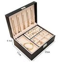 Jewelry Velvet Box with Lock Travel Earring Organizer Storage Case (Black)