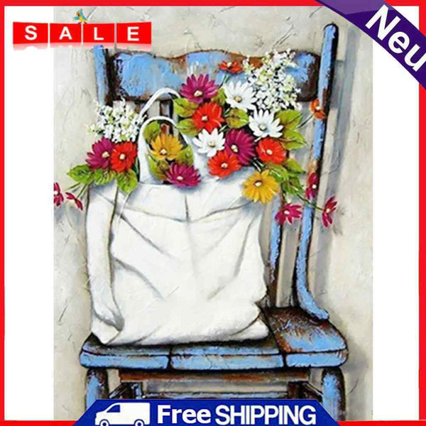 5D Diamond Painting Flowers on Bench Full Round Drill Wall Rhinestone DIY Arts