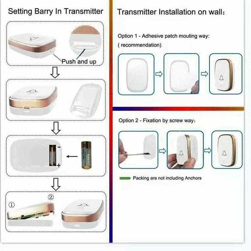 Waterproof 300M Remote Wireless Doorbell Door Bell Plug-in Chime Security Alarm