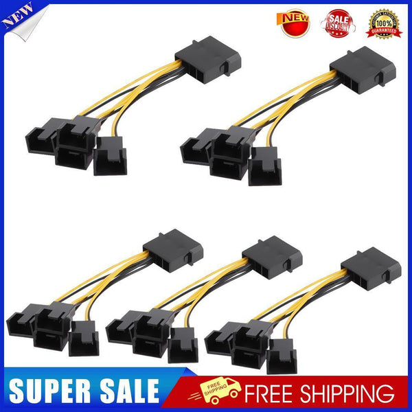 D-Port Computer CPU PC Case 3Pin Fan Cable 1 to 4 Ways Power Splitter (5pcs