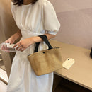 Women Beach Bucket Bags Straw Woven Handbag Summer Female Daily Shopping Totes