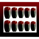 Coffin Shape Nail Art Patch Black-Red Gradient Ballerina False Nails With Glue