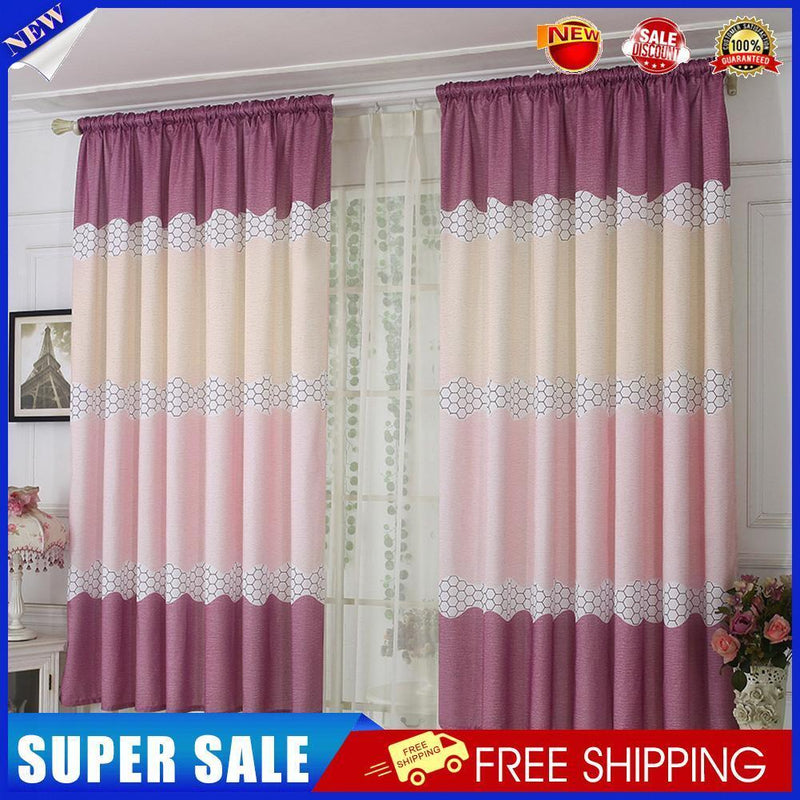 4pcs Strip Shading Curtain Bedroom Living Room Semi Blackout Purdah(Purple)