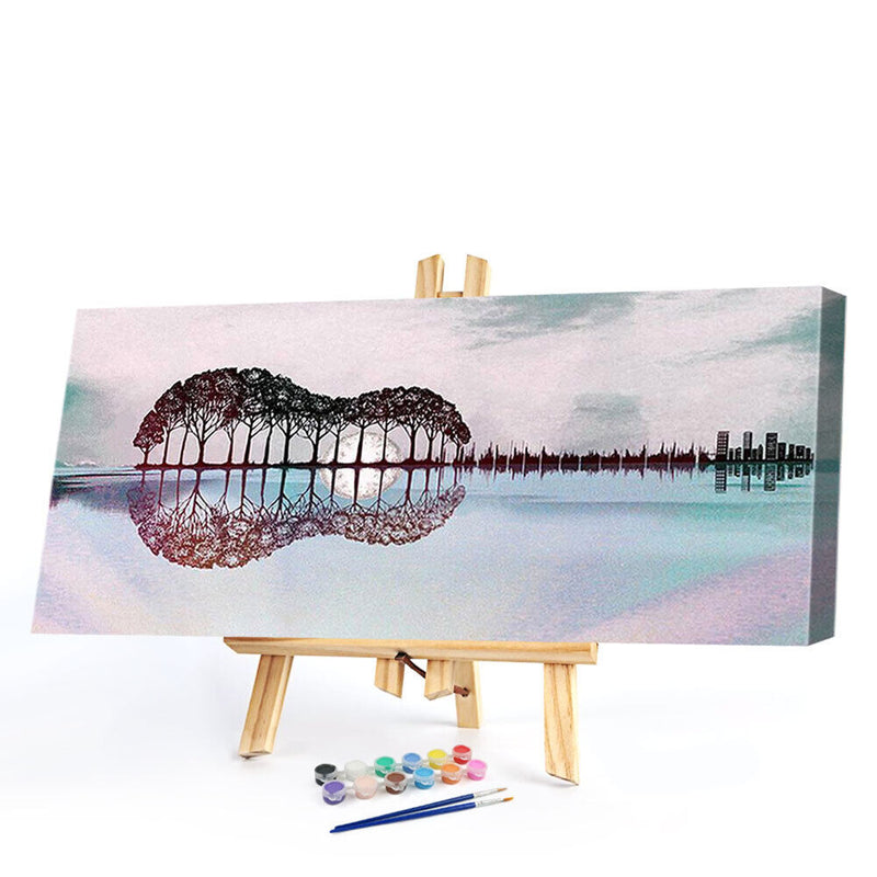 Guitar Tree Oil Paint By Numbers Kits Canvas Picture Wall Art DIY Craft
