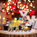 Wooden Ornament 2pcs Carved Hollow Multi-Layer Elephant Decor (A w/ Light) Newly