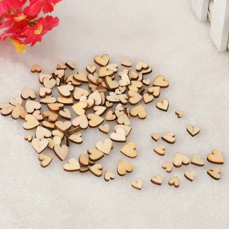 Mini 200*Wooden Small Mix Rustic Love Heart Wedding Table Dec Scatter F2Z2