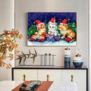 Handmade Christmas Cat 5D DIY Full Round Drill Drawing Kit Diamond Painting Gift
