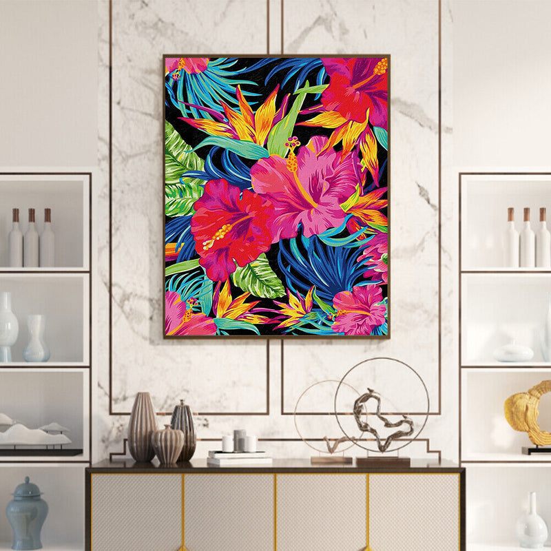 Flowers Leaves Oil Paint By Numbers Kit DIY Home Decoration Gift Wall Pictu
