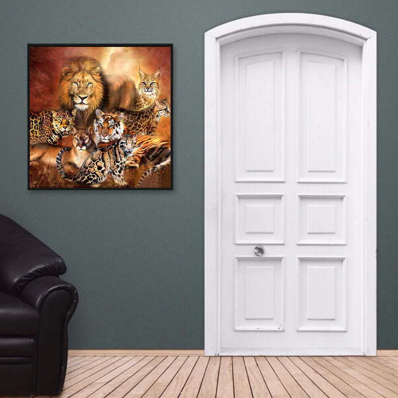 5D DIY Diamond Painting Jungle Animals Full Round Rhinestone Home Picture Newly