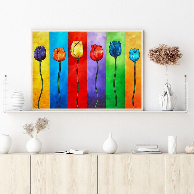 Full Round Diamond Painting Colorful Tulips DIY Handmade Wall Art Craft Gifts
