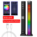 Rechargeable RGB 40 LED Voice-Activated Pickup Rhythm Strip Light (Black) Newly