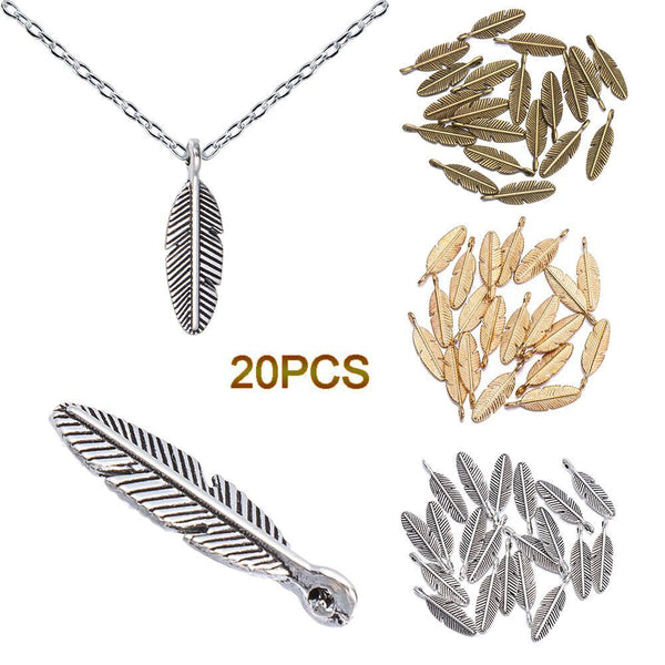 DIY Finding Jewelry Bracelet Beads Necklace Pendant Small Charm Feather Leaf