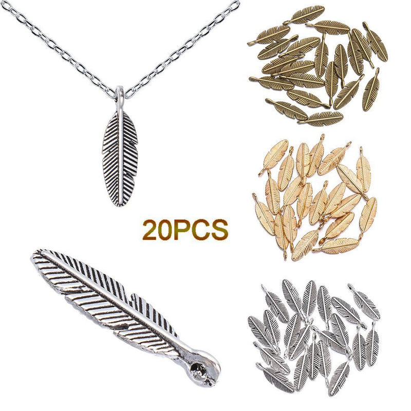 DIY Finding Jewelry Bracelet Beads Necklace Pendant Small Charm Feather Leaf