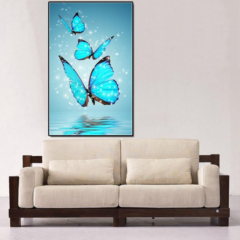 Blue Butterfly 5D Diamond DIY Painting Kit Cross Stitch Home Decor Craft