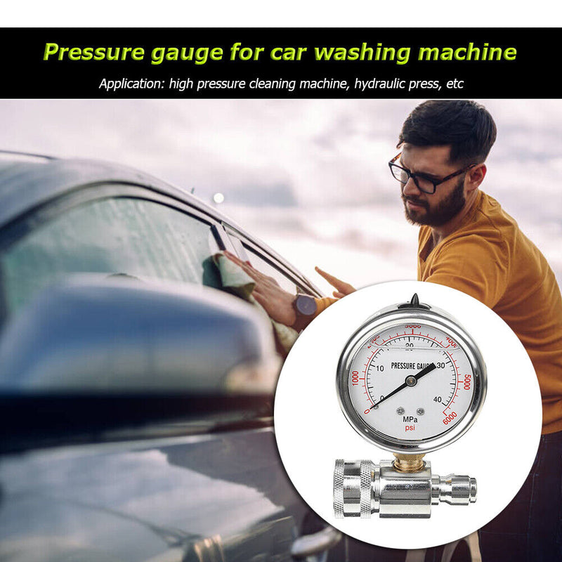 6000PSI / 40MPa 3/8"" Quick Coupling Pressure Washer Pressure Gauge