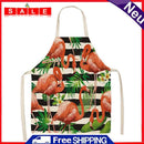 Kitchen Linen Apron Stripe Flamingo Print Home Cooking Baking Bib Oil-Proof Tool