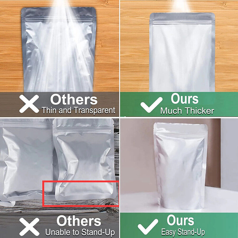 50pcs Mylar Bags for Food Storage Resealable Grain Bean Packaging Pouch Bag