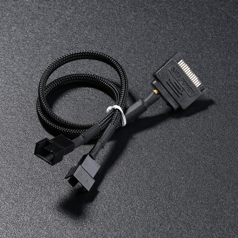 Sleeved SATA 15Pin to 2 Way 3Pin 4Pin Fan Power Adapter Extension Cable