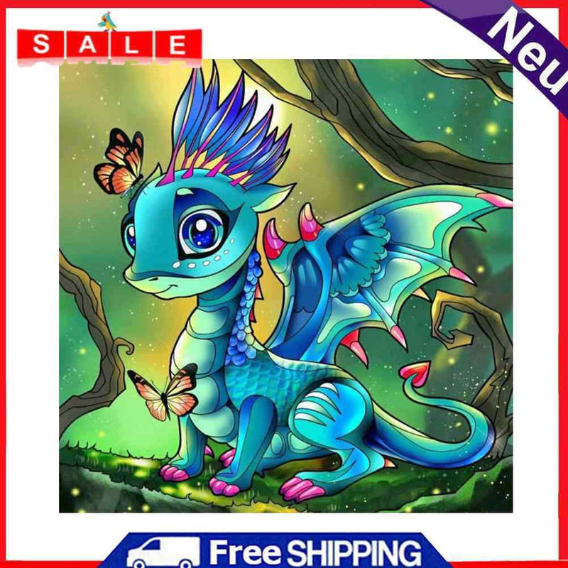 5D DIY Diamond Painting Cartoon Dragon Full Round Drill Mosaic Picture Decor Kit