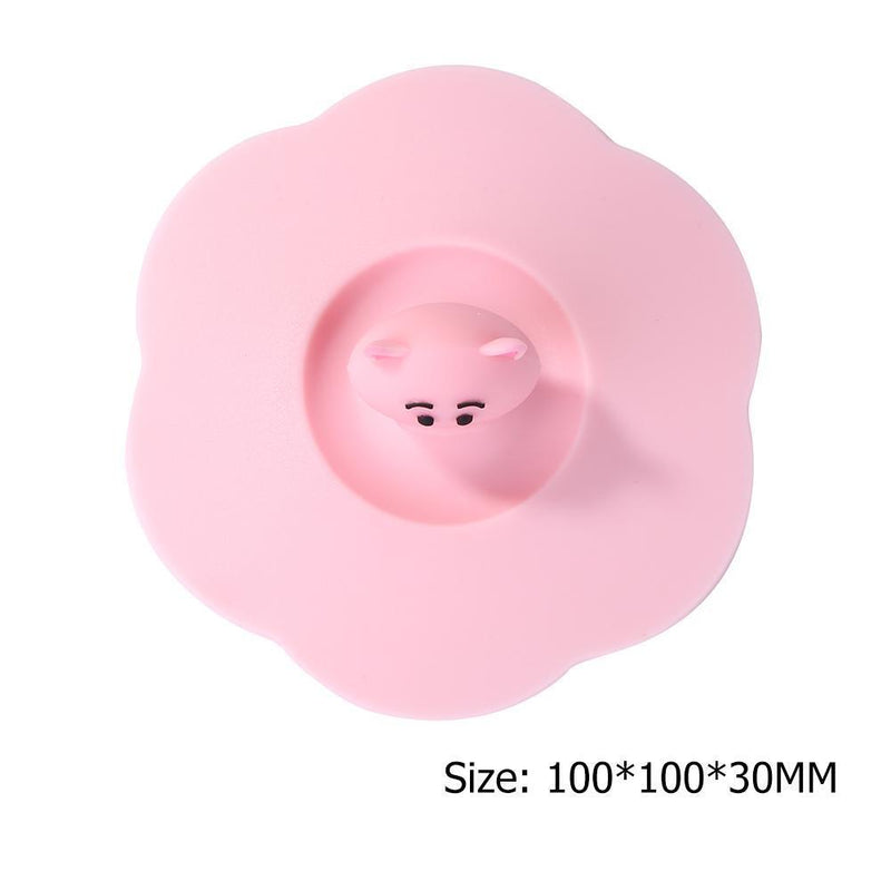 Torx Silicone Cup Cover Heatproof Reusable Cartoon Tea Lid (Pink Pig Head)