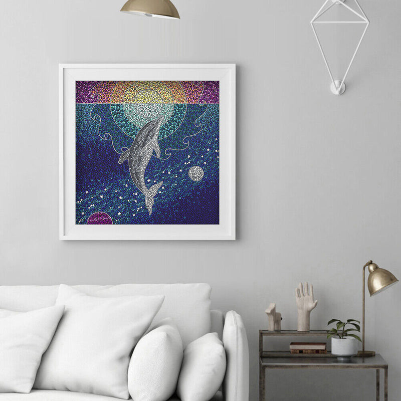 5D DIY Full Special Shaped Drill Diamond Painting Dolphin Animal for Decor Newly