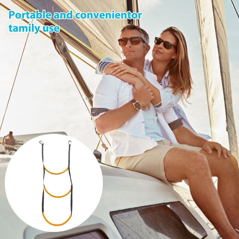 Marine Rope Ladder 3 Step Boat Folding Boarding Ladder for Kayak Canoeing